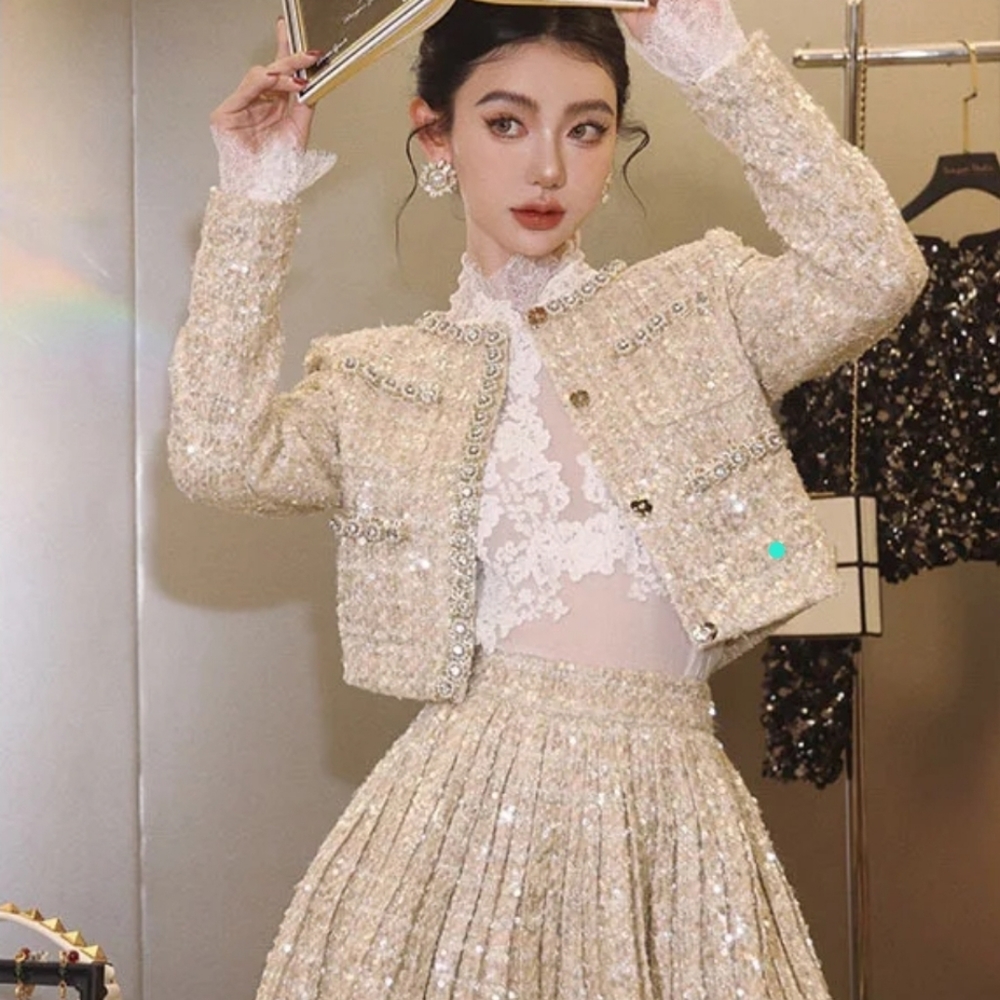 2-piece Gold Tweed Set